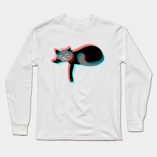 Aesthetic Cute Cat | Retro Vintage 3d Glasses Long Sleeve T-Shirt